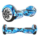 Skate Eletrico 6,5 Azul Militar Hoverboard Bluetooth E Led