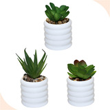 3 Mini Vaso Vasinho Ceramica Decorativo Suculenta Branco A