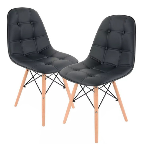 Set De Sillas Estilo Eames De Botones Tapizadas En Vinipiel 