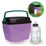 Caixa Termica Roxa Cooler Pequeno 6l + Garrafa Squeeze 500ml