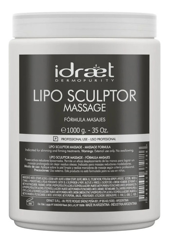 Crema Para Cuerpo Idraet Reductores - Reafirmantes Lipo Sculptor En Pote De 1000ml/1000g