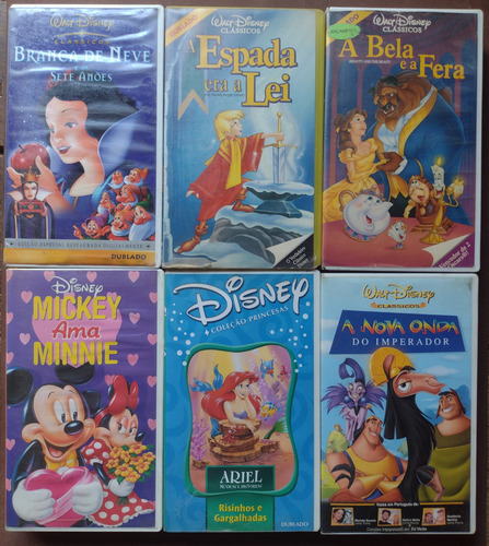 Fita Vhs Disney Mickey Ariel A Espada Era A Lei Lote 6 Fitas