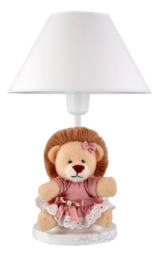 Abajur Moderno Infantil Menina Quarto Bebe Safari Leão Rosé