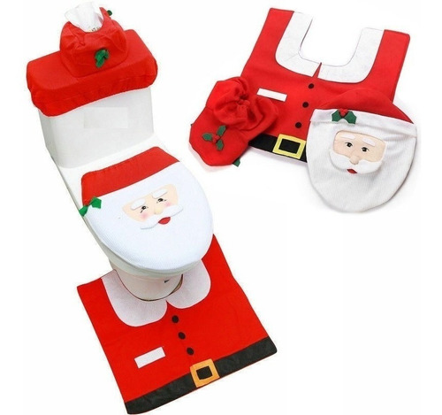 Set Fundas De Navidad Baño Decoracion Navideña Juego De Ba