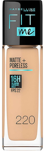 Base Líquida Maybelline Fit Me Matte + Poreless Fps 22 30ml Tono 220 Natural Beige