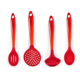 Set X4 Utensilios De Cocina Mango Acrílico Punta Silicona