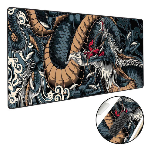 Mouse Pad Gamer Extra Grande 70x30 Dragão Azul