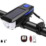 Farol Solar Bicleta Buzina + Velocimetro+ Led Pisca Traseiro