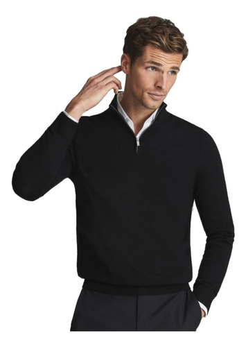 Sweater De Punto Con Cierre, Hombre, Cuello Subido 