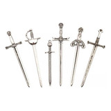 2 X 6x Amuletos De Espada De Cavaleiro, Pingentes Antigos De