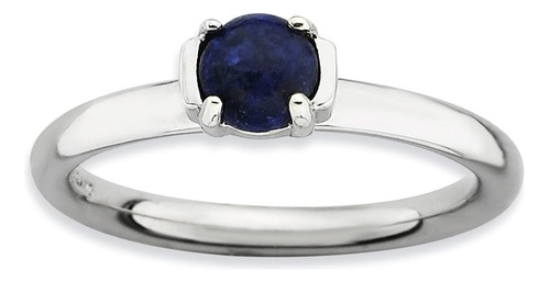 Anillo Apilable De Plata Con Lapislázuli Azul, Talla 10