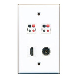 Riteav Hdmi 2 Parlante Jack Toslink Wall Plate Blanco