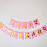 Guirnalda Feliz Cumpleaños Rosa Pastel -oro   Lista L.condes