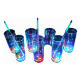 20 Vasos Luminosos 3 Led Con Luz Trago Largo Fiestas Eventos