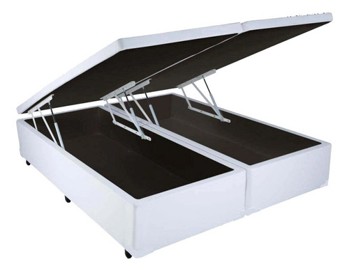 Cama Baú Bi-partida Queen Luxo Corino Branco