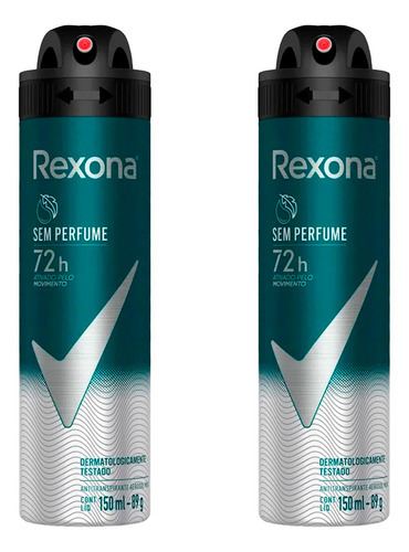 Kit Com 2 Desodorante Aerosol Rexona Men Sem Perfume 150ml