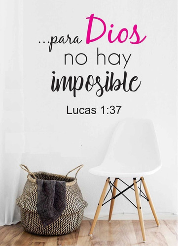 Vinil Decorativo Frase Bíblico Dios Imposible Lucas 60x60cm