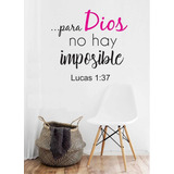 Vinil Decorativo Frase Bíblico Dios Imposible Lucas 60x60cm