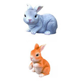 2x Coelhos Coelhos Jardim Jardim Estátuas De Animais Ao