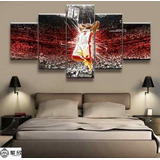 Quadro Decorativo Lebron-james 5 Peças 130x65 Cm Em Tecido