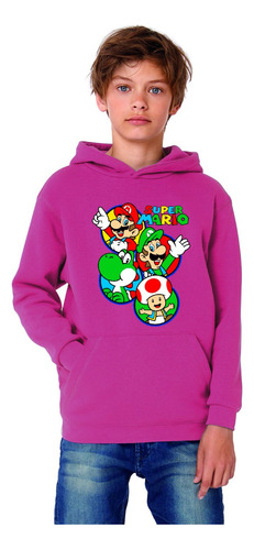 Polerón Canguro Capucha Mario Bros Estampada Dtf Cod 002