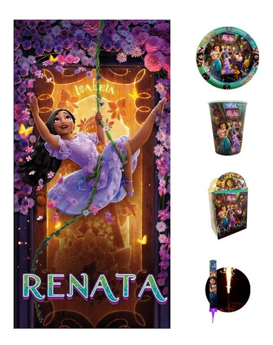 Encanto Fiesta Kit 30 Niños Vasos Platos Caja Vela