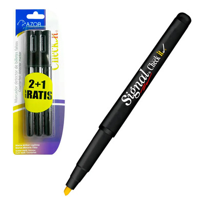 Marcadores detectores de billetes falsos Azor Check it 3 unidades color negro | MercadoLibre
