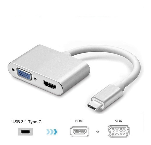 Adaptador Conversor Tipo C Para Vga E Hdmi Pc Monitor