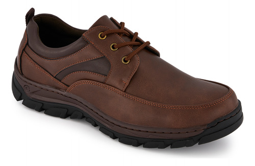 Zapato Casual Ferrato Con Agujetas Suela Dentada Hombre Café