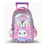 Mochila Carro Footy Escolar F2171 Conejo Color Violeta Diseño Conejo 26l