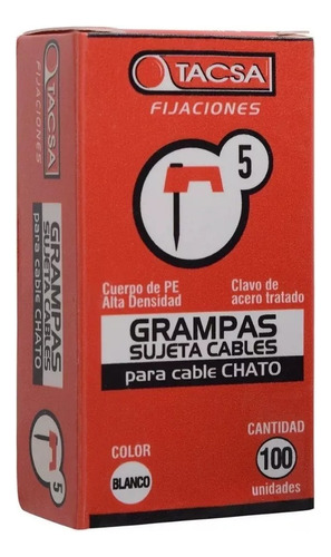 Grampas Sujeta Cable Tacsa N° 8 - Para Cable Chato - 100 U