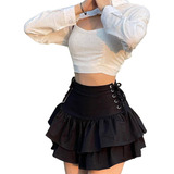 O Minifalda Gótica Plisada Sexy Para Mujer