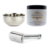 The Shaving Co Kit Crema De Afeitar Coco, Razor Metal, Bowl