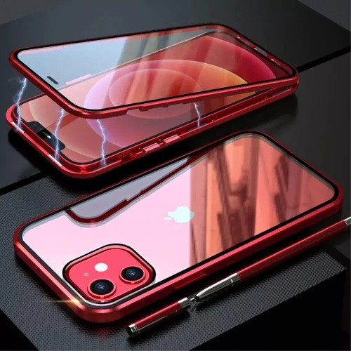 Funda Magnética 360 Metal Y Vidrio 9h Para iPhone 15 Series