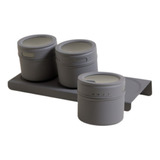 Set X3 Especieros Condimenteros Imantados Con Base Gris Mate