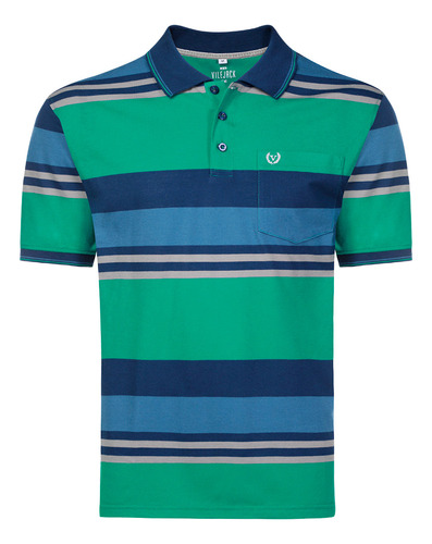 Camisa Polo Masculina Listrada Com Bolso Vilejack Vmgp0325