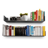 Estante Flotante 80cm Pack X2 De Chapa Repisa Libros - Muett