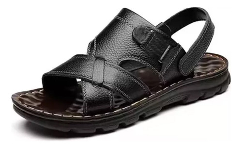 Para Hombre Sandalias Playa Negras Cuero Casuales