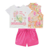 Conjunto Infantil Menina Blusa, Short E Colete - Kukiê