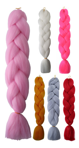 Extenciones Pelo Kanekalon Combo 6 Paquetes + 50 Cuff Regalo