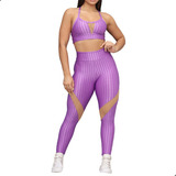 Conjunto Top E Legging Fitnes New Zig Academia Com Tule