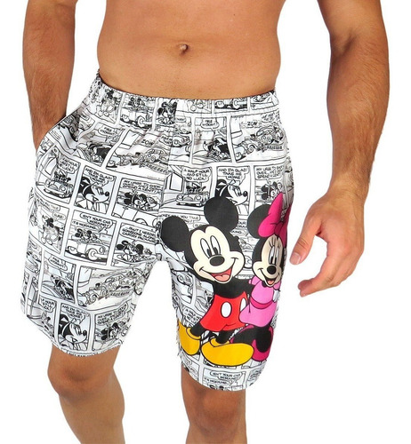 Short Praia Masculino Mickey Minnie Verão Tac Tel Bermuda