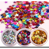 12 Potinhos De Glitter De Estrelinha Com 2 G Cada