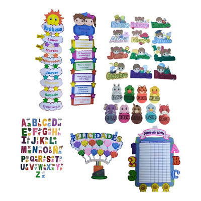 Kit Decorativo Regreso A Clases Adornos Para Salón: Abc, Col Ositos Escolares