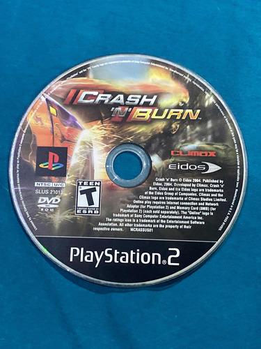 Crash N Burn Playstation 2 Ps2 Solo Disco