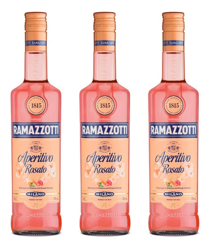 Pack 3x Ramazzotti Spritz Licor Aperitivo Rosato Italiano 