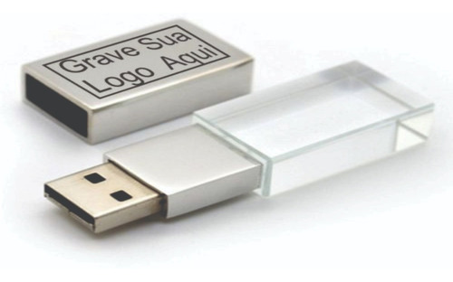 Kit 25 Uni. Pen Drive Vidro Prata 32gb Personalizado