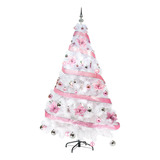 Arbol Navidad Blanco Tronador De Lujo 1.80mts + Kit Rosa