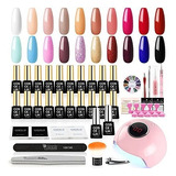 Esmalte De Uñas - 20pcs Gel Nail Polish Kit With U V Light S