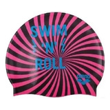 Gorra Natacion Arena Print Niños Niñas 6 A 12 Años Color Rosa-negro Diseño De La Tela Ilustrada Silicona Junior